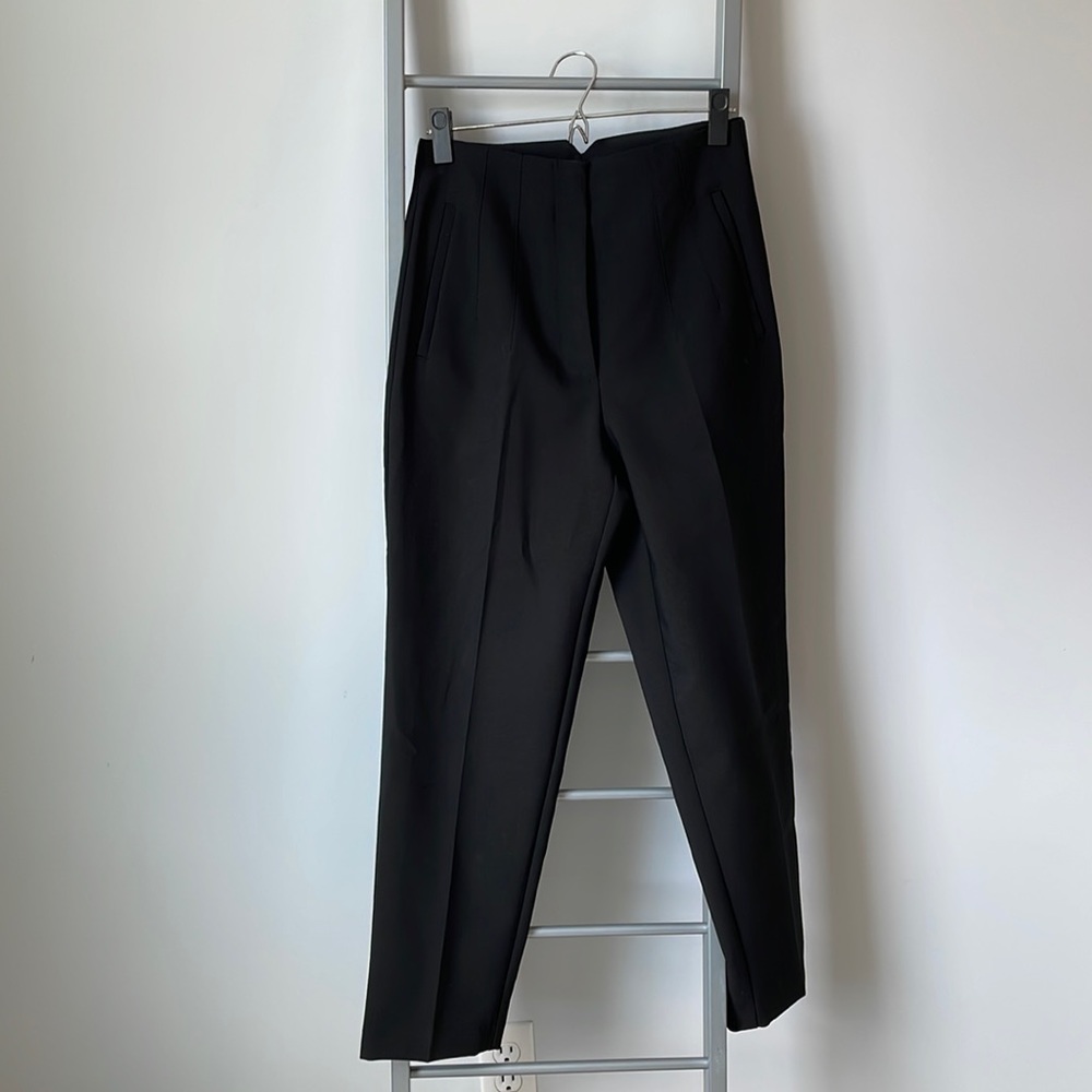 Black straight leg dress pants